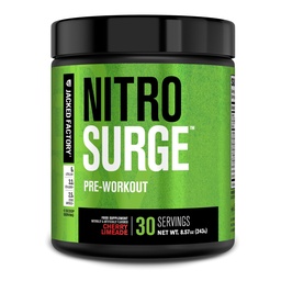 Jacked Factory NITROSURGE Pre Workout Supplement - Endless Energy, Instant Strength Gains, Clear Focus, Intense Pumps - NO Booster & Preworkout Powder with Beta Alanine - 30 Servings, Cherry Limeade