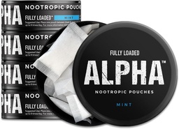 Fullt Loaded Alpha Nootropic Pouches (Mint) - 5 Cans - 15 påsar per burk - Effektiv Nootropic Delivery, Nic Pouch Replacement - Snabbare Absorption, Alpha GPC, L-Tyrosine, GABA