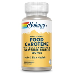 SOLARAY Food Carotene, vitamin A 10000 IE | Hälsosam hud, ögon, antioxidant och immunstöd (100 CT)