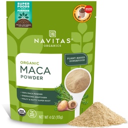 Navitas Organics Maca Powder - 100% Gelatinized Peruvian Maca för Adaptogen Smoothies, Lattes, Baking & More - Energize & Balance - USDA Organic, Non GMO, Vegan, Gluten Free (4oz. Bag, 23 portioner)