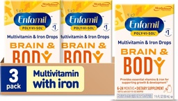 Enfamil Poly-Vi-Sol med Iron Liquid Multivitamin Drops, Stöder Tillväxt & Utveckling *, 50mL Bottle (Pack of 3)