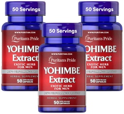 Puritans Pride Yohimbe 1000 Mg, 50 greve, vegetabilisk cellulosa, Gelatin (Pack of 3)
