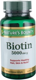 Naturens Bounty Super Potency Biotin 5000mcg - 72 softgels (Pack of 2)
