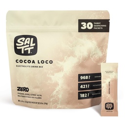 SALTT Electrolytes Powder smaksatt dricka Mix - Cocoa Loco - 30 Hydration Packets - Magnesium, kalium, natrium, spårmineraler - Zero Sugar & Gluten Free - Travel Essentials