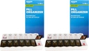 Grundläggande vård (7-dag) AM / PM Pill Organizer, Vitamin Case och Medicine Box, Stora kompartement, 2 gånger om dagen, Svart och Clear Lids (Pack of 2)