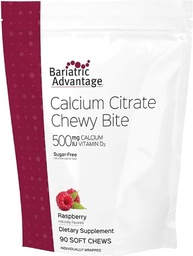 Bariatric Advantage Calcium Citrate Chewy Bites 500 mg - Högt absorbable & Digestible - Vitamin D3 - Easily Chewable Calcium Supplement - Raspberry Flavor - 90 Count