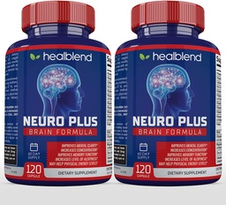 Neuro Plus Brain & Focus Formel - Nootropic Brain Booster Supplement, stöder hjärnhälsa, mental klarhet och fokus - Förbättrar koncentration och mental energi - 120 kapslar (2)