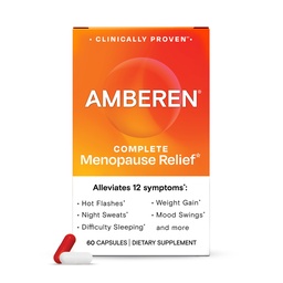 Amberen Menopause Supplement för kvinnor, 120 kapslar, kliniskt beprövade, hjälper till att stödja hormonbalans, hjälper till att lindra 12 Menopause Symptom: Hot Flashes, Night Sweats, Mood Swings och mer