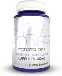 Nootropics Depot Palmitoylethanolamide Capsules | Pea | 400mg Pills | 60 greve | Stöder obehag | Främjar hälsosamt gemensamma funktion