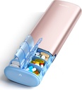 Vaydeer 7 Day Weekly Pill Organizer 2 gånger om dagen, Metal Am Pm Travel Pill Case, Large Capacity Twice Daily Cute Pill Box för kosttillskott, piller, vitaminer och medicinering (Rose Gold)