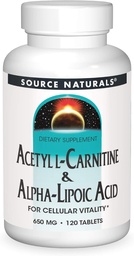 Källa Naturals Acetyl L-Carnitine & Alpha-Lipoic Acid 650mg- 120 tabletter