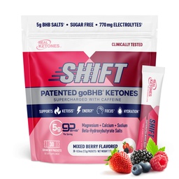 Real Ketones BHB Exogena Ketones Drink Mix Packets Keto Electrolytes Powder Packets No Sugar med 4 Huvud Fasting Electrolytes Plus Hydrating Patented Keto BHB - 30 Count Mixed Berry Caffeine