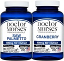 Doktor Morse's Saw Palmetto 5000mg & Cranberry 30000mg Bundle - Prostate Health, Urinary Tract Support och Overall Wellness for Men and Women, FDA-Registered, NSF-Certified 90 Capsules