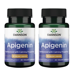 Swanson Apigenin-Bioflavonoid Supplement Natural Prostate Support-Metabolism & Nerve Health Support-Can Support Sleep & Relaxation 90 Caps, 50mg Varje 2 Pack