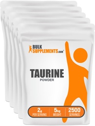 BulkSupplements.com Taurinpulver - Taurin Supplement, Amino Acid Supplement för energi - Osmakad & Gluten Free, 2g per portion, 1kg (Pack of 5) (11 lbs)