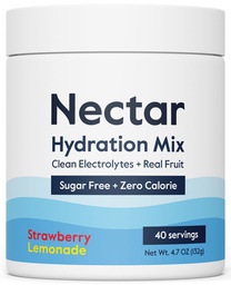 Nectar Sugar Free Electrolytes Powder - Organic Fruit No Sugar or Calories - Hydration Powder för Dehydration Relief and Rehydration - Keto och Paleo (Strawberry Lemonade 40 Servering Tub)
