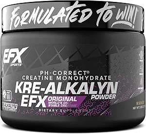 EFX Sports Kre-Alkalyn EFX Powder | pH Correct Creatine Monohydrate Powder Supplement | Styrka, muskeltillväxt och prestanda | 55 portioner (Mango)