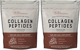 Live Conscious Collagen Peptides Powder - Chocolate Collagen Powder - Hair, Skin, Nail och Joint Support - Typ I & III Grass-Fed Collagen Supplements for Women and Men (2-Pack)