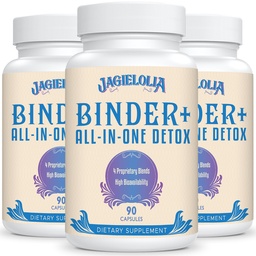 All-In-One Detox Binder Supplement 1500 MG - High Bioavailability, Liver Gut Detox Cleanse med aktivt kol, Zeolite & Bentonite Clay för gifter, lever, Digestive, 270 Vegan Capsules