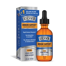 Sovereign Silver Immune Support - Colloidal Silver, Bio-Active Silver Hydrosol, 10 ppm, Liquid Dropper, 2 Fl Oz, (59 ml)