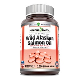 Fantastisk Omega Wild Alaskan Salmon Oil 2000mg Per Servering Softgels Supplement (90)