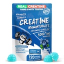 Kreatinmonohydrat Gummies Komplex för Män & Kvinnor - 120 Gummies Avancerad Formel, L-Taurin + Vitamin B12 för muskelstyrka, muskelbyggare, energiökning, Pre-Workout Supplement -Blueberry