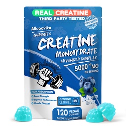 NSF Certified Creatine Gummy - Creatine Monohydrate Gummies 5000mg for Men & Women -120 Gummies Advanced Formula, Muscle Strength, Muscle Builder, Energy Boost, Pre-Workout Supplement-Blueberry