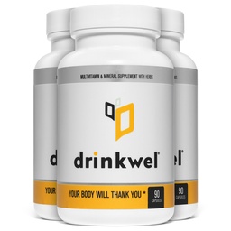 Drickwel Premium Multivitamin Supplement - Pack med 3 x 90 kapslar - Morning Recovery, Liver Support & Immune Support - Milk Thistle, Vitamin C, Zink, Magnesium