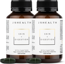 JSHealth Vitamins Skin and Digestion Formula Skin Vitamins | Clear Skin Supplement med Zink för Acne | Acne Supplements for Clear Healthy Skin | Acne Treatment for Teens and Adults | 120 Count