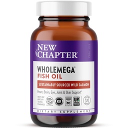 Nya kapitel Wholemega Fish Oil Supplement - 2000mg per servering, kliniskt beprövad vild Alaskan laxolja med Omega-3 + Vitamin D3 + Astaxanthin, 120 Softgels