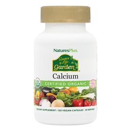 NaturesPlus Källa av livsträdgård certifierad organisk kalcium med AlgaeCal - 1000 mg, 120 Vegan kapslar - Plantbaserad benhälsovårdstillägg - Vegetarisk, glutenfri - 30 portioner