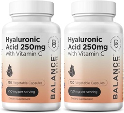 Rena Hyaluronsyra Supplement 250mg med vitamin C 50mg, 120 Vegan kapslar - Hudhydration för naturlig glöd, hår, naglar, ben och gemensam hälsa Formel
