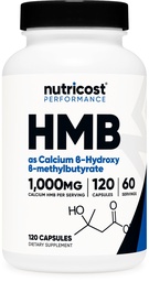 Nutricost HMB (Beta-Hydroxy Beta-Methylbutyrate) 1000mg (120 Capsules) - 500mg Per Capsule, 60 Servings - Gluten Free and Non-GMO