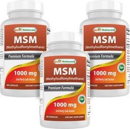 Bästa naturliga MSM 1000 mg 180 kapslar (180 greve (Pack of 3)