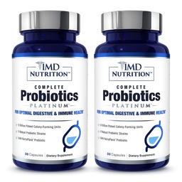 1MD Complete Probiotics Platinum | Stöder Digestive Health | med närande prebiotika, 51 miljarder Live CFU, 11 Strains, Dairy-Free | 30 Vegetable Capsules (2-Pack)