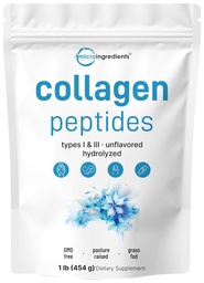 Micro Ingredients Bovine Collagen Peptides Powder, 1lb | Typ I & III + Natural Protein | Grass-Fed Bovine Source | Unflavored | Supports Skin, Joint & Bone Health | Paleo, Non-GMO