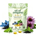 Oregano oil softgels, 4-in-1 nutritional supplement containing black seed oil | carvacrol ≥85%, thymol ≥3% | echinacea | vitamin E | non-GMO, boosts immunity, and has antioxidant effects. 300 capsules