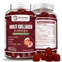 Zammex Multi Collagen Peptides Gummies (Type 1, 2, 3, 5 & 10), 30 portioner, Anti-Aging Collagen Gummy Supplements för kvinnor och män med Biotin Vitamin C, Hyaluronic Acid, Peach Flavor
