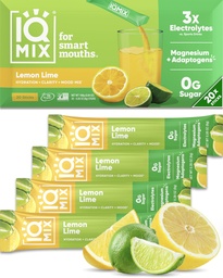 IQMIX Hydration Electrolyte Powder - 4-i-1 Formel för Hydration, Mental Clarity, Mood and Recovery - Sugar-Free Drink Mix, Keto, Magnesium L-Threonate, Lion's Mane - 20 Count Lemon Lime
