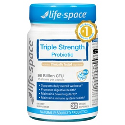 Life-Space Triple Strength Broad Spectrum Probiotic, 96 miljarder CFU & 15 Diverse Strains, Avancerad formulerad för Digestive Health & Immune Health, Probiotika för kvinnor och män - 30 Veg Capsules