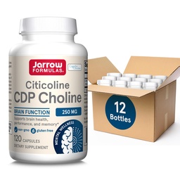Jarrow Formulas Citicoline CDP Choline 250 MG, CDP Choline Supplement stöder hjärnhälsa, prestanda och minne, 120 kapslar, upp till en 120 dagars leverans, paket med 12
