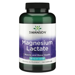 Swanson Magnesium Lactate - Lactose-Free Mineral Supplement for Muscle & Bone Health Support* - Gentle on the Stomach - Non-GMO & Gluten-Free - 120 Capsules