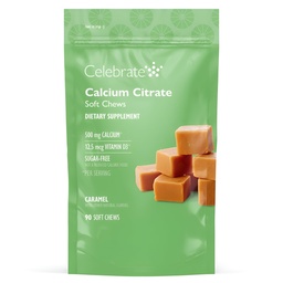 Celebrate Vitamins Bariatric Calcium Chews 500 Mg with Vitamin D3, 3 Months Supply (90 Chews) for Gastric Sleeve & Bypass, Bone Health Support, Sugar & Gluten Free, Caramel