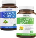 Bundle of St John's Wort & Thyroid Support - Mood Boost & Balance Bundle - St John's Wort (Non-GMO) med kraftfull 900mcg Hypericin Extract & Thyroid Support med jod för energiförbättring