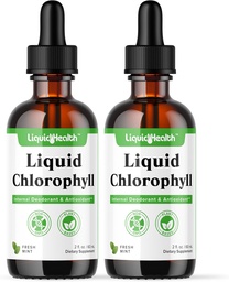LIQUIDHEALTH Liquid Chlorophyll Drops - Intern Deodorizer, Antioxidanter, Liver Detox, Immune Support, Relieve Bad Breath, Reduce Appetite, Collagen for Hair & Skin Health - Vegan, Non-GMO (2 Pack)