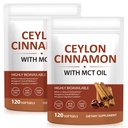 Ceylon Cinnamon Capsules with MCT Oil, High Absorption Formula, Antioxidant Support, Digestive Health Supplement, Cinnamon Supplements for Women & Men, 2Pack