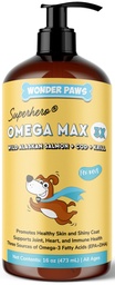 Wonder Paws Fish Oil för hundar - Omega 3 för hundar från Alaskan Salmon, Cod & Krill Oil - EPA DHA Fatty Acids - Mindre Shedding & Itching - Skin, Joint, Immune & Heart Health - Liquid Supplement (16 oz)