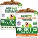 Dog Probiotics + Glucosamine Treats Bundle - Digestive Enzymes + Prebiotics + Chondroitin, MSM, Omega-3 - Gas, Diarrhea, Allergy, Constipation, Upset Stomach Relief + Joint Pain Relief - Immunity