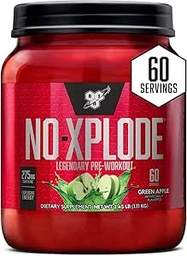 BSN N.O.-XPLODE Pre Workout Powder, Energy Supplement för män och kvinnor med kreatin och beta-alanin, smak: grönt Apple, 60 portioner