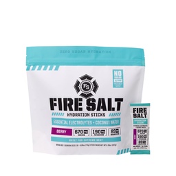 Fire Science Fire Salt Hydration Sticks, Electrolytes & Coconut Water, Hydration Drink Mix med Magnesium, Potassium & Sodium, Zero Sugar, Single Serve On The Go Packs, Berry Flavor, 32 Count